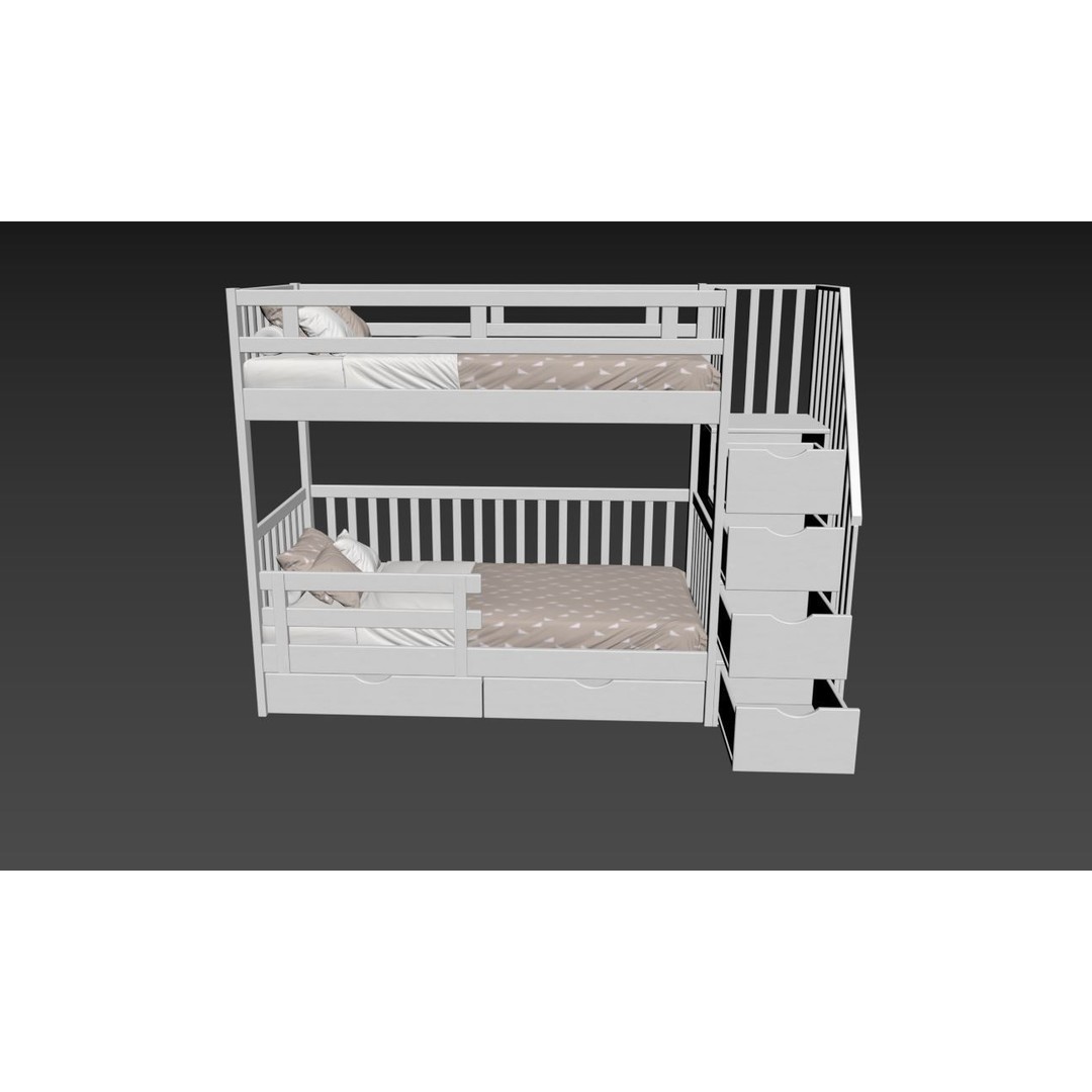 Bunk Bed 3D Model – Children's Furniture with Textures, FBX, MAX - View 25