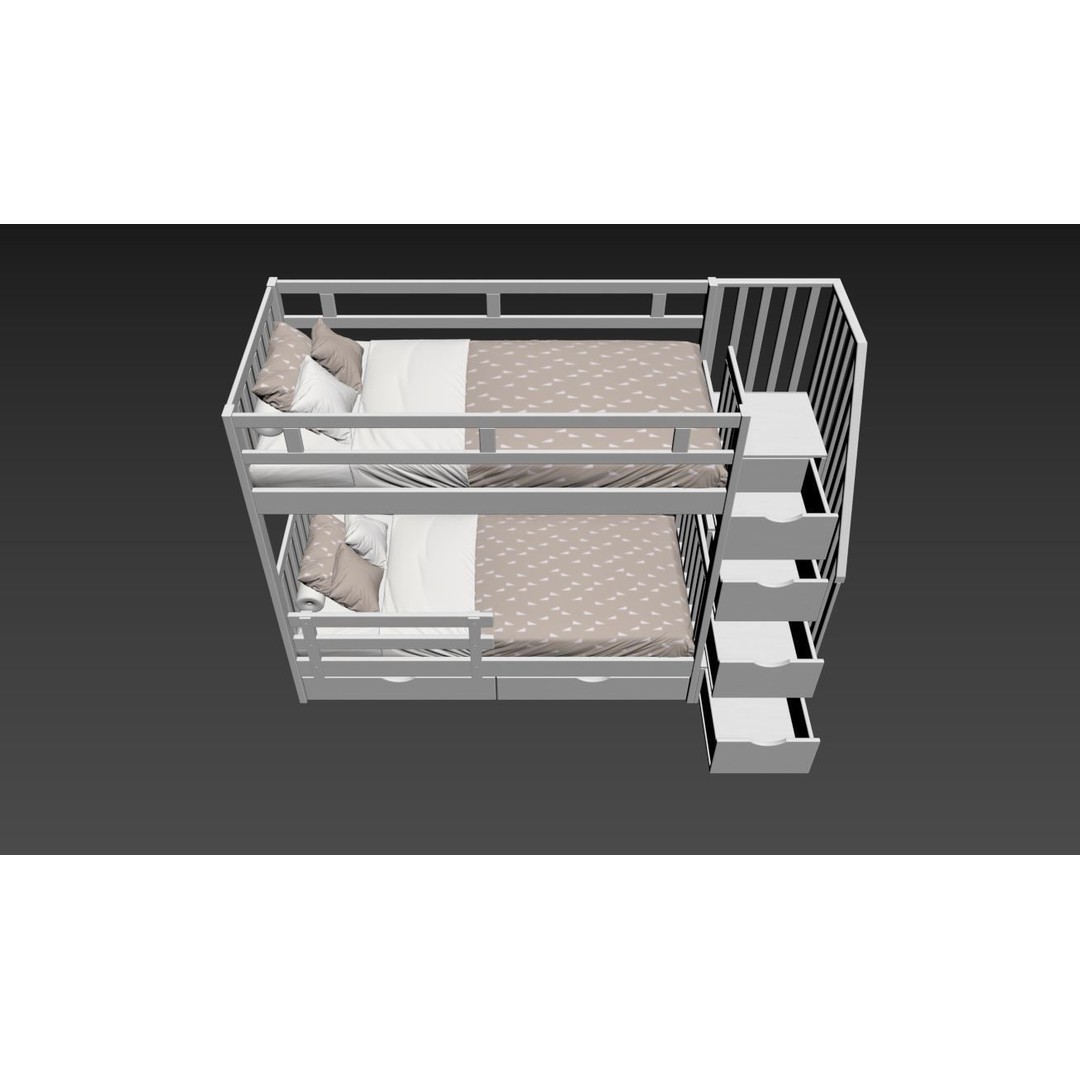 Bunk Bed 3D Model – Children's Furniture with Textures, FBX, MAX - View 26
