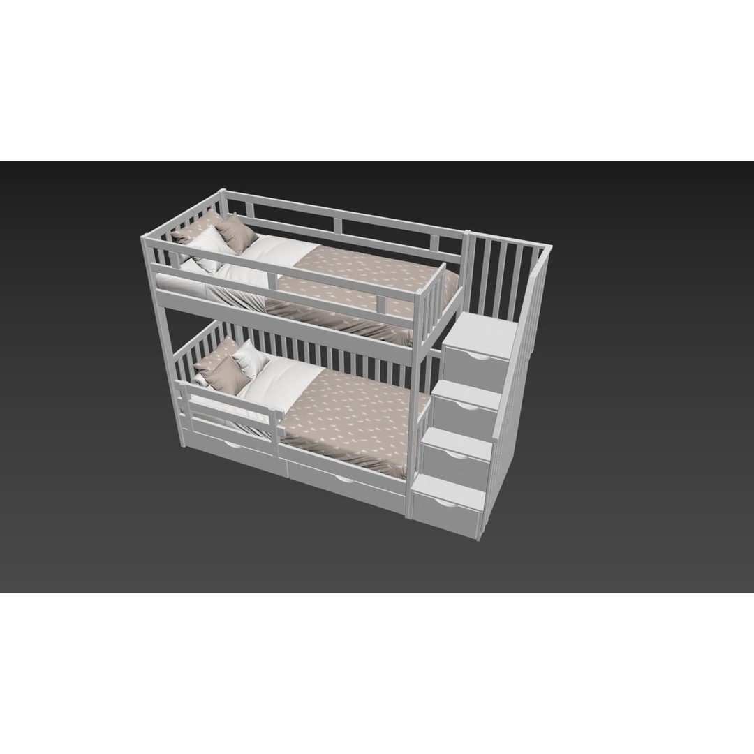Bunk Bed 3D Model – Children's Furniture with Textures, FBX, MAX - View 29
