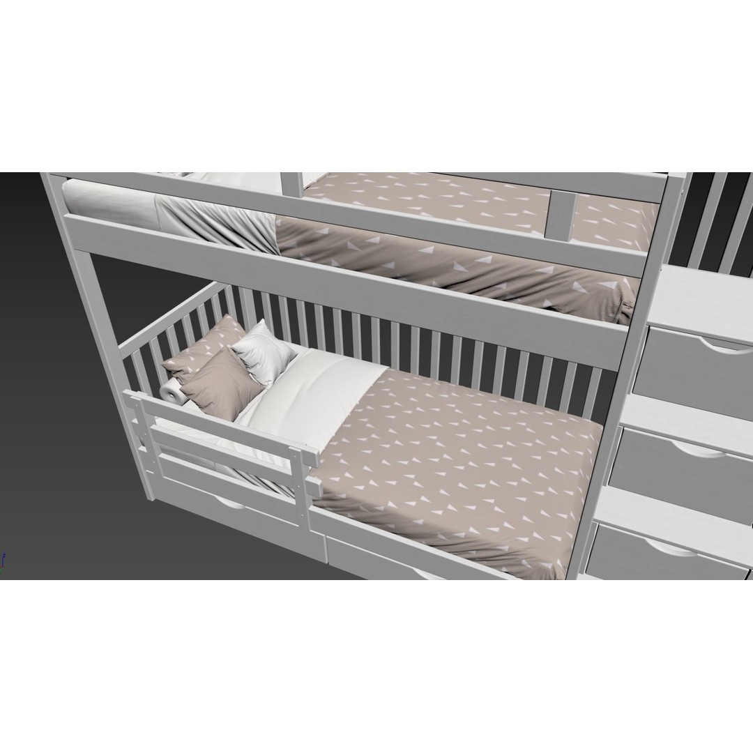Bunk Bed 3D Model – Children's Furniture with Textures, FBX, MAX - View 31