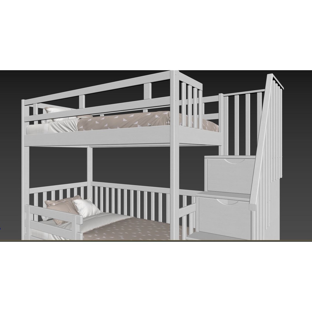 Bunk Bed 3D Model – Children's Furniture with Textures, FBX, MAX - View 35