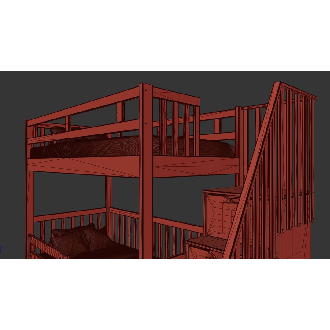 Bunk Bed 3D Model – Children's Furniture with Textures, FBX, MAX - View 37