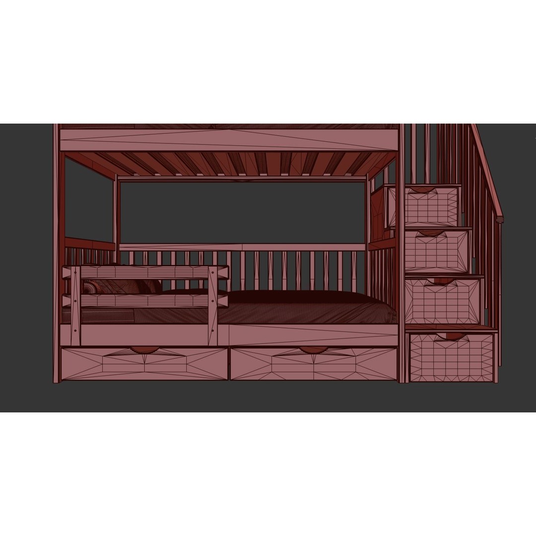 Bunk Bed 3D Model – Children's Furniture with Textures, FBX, MAX - View 39