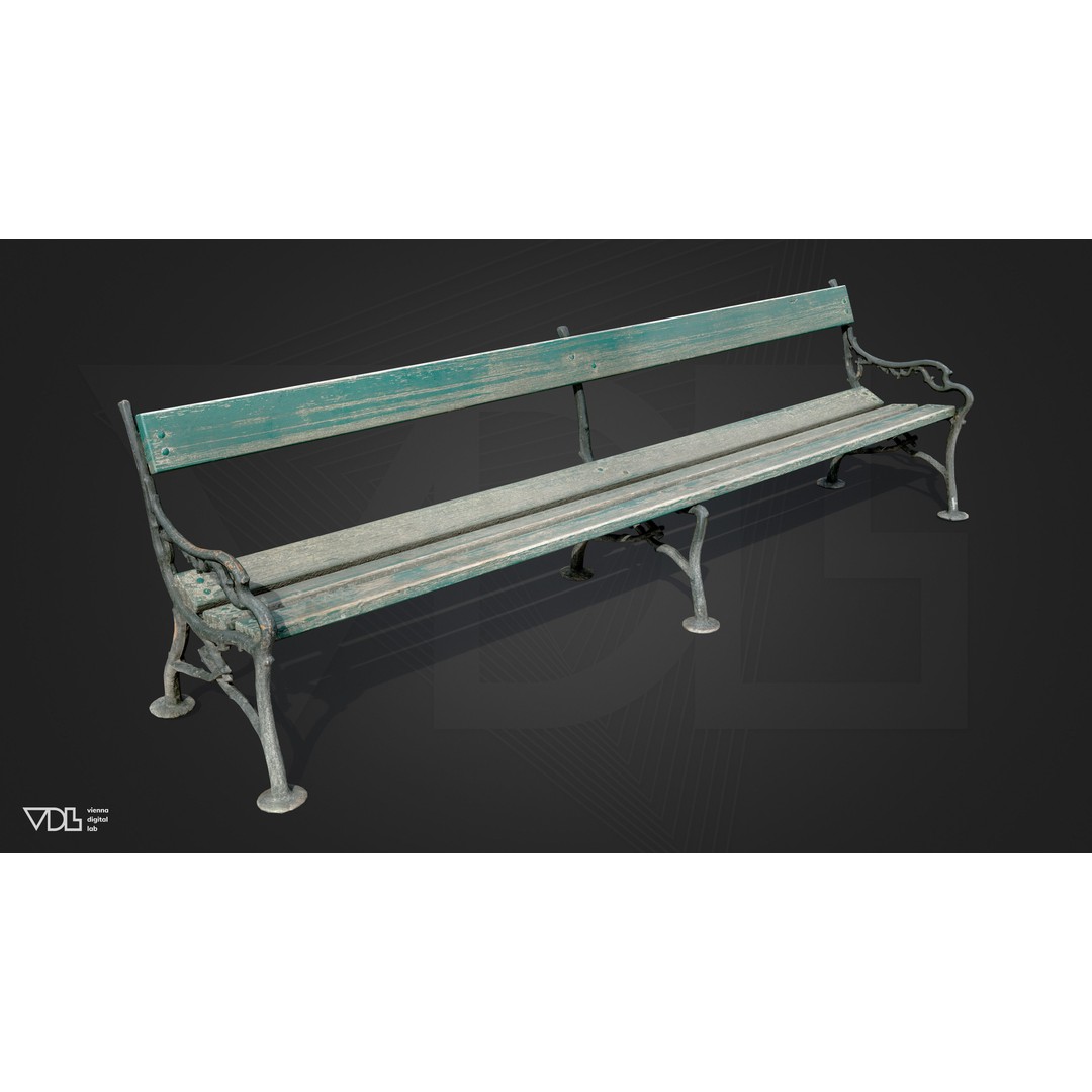 Imperial Street Lamp and Wooden Bench 3D Model – Low Poly PBR Outdoor Asset, FBX - View 4