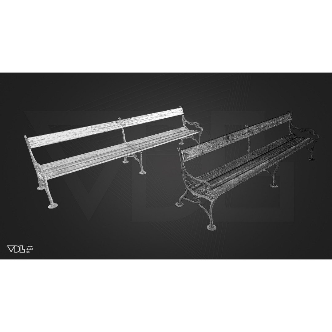 Imperial Street Lamp and Wooden Bench 3D Model – Low Poly PBR Outdoor Asset, FBX - View 7