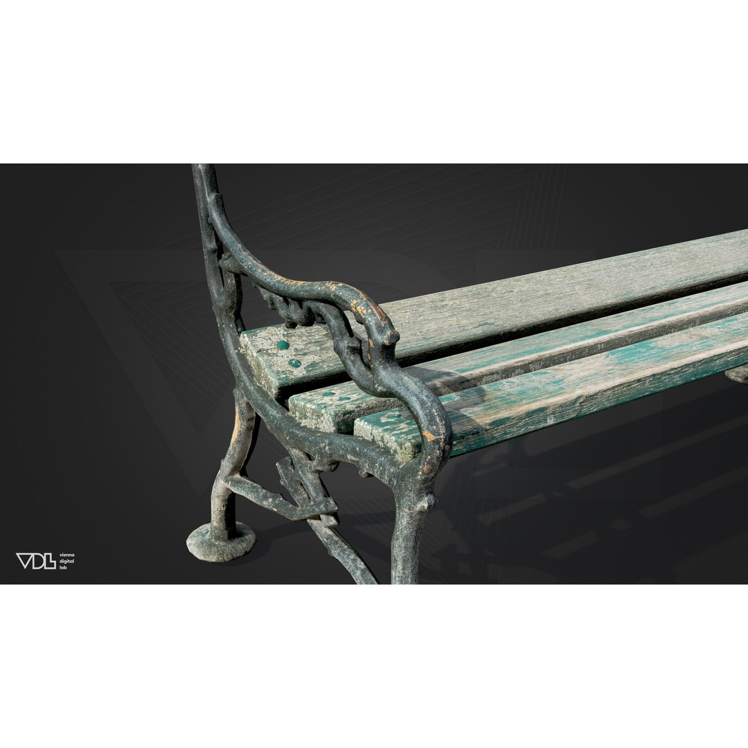 Imperial Street Lamp and Wooden Bench 3D Model – Low Poly PBR Outdoor Asset, FBX - View 8