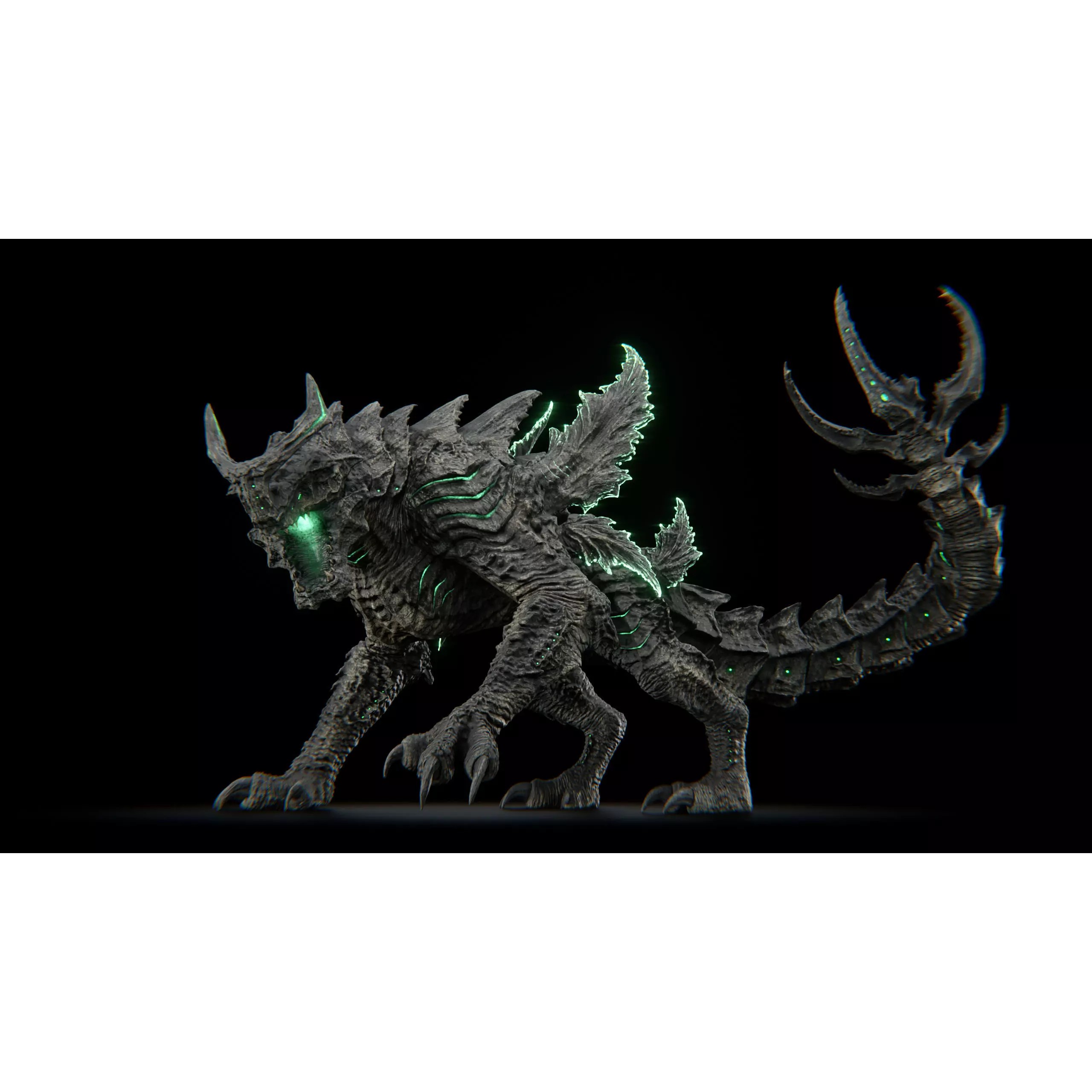 Alien Kaiju Creature - Low-Poly Game-Ready 3D Model - View 28