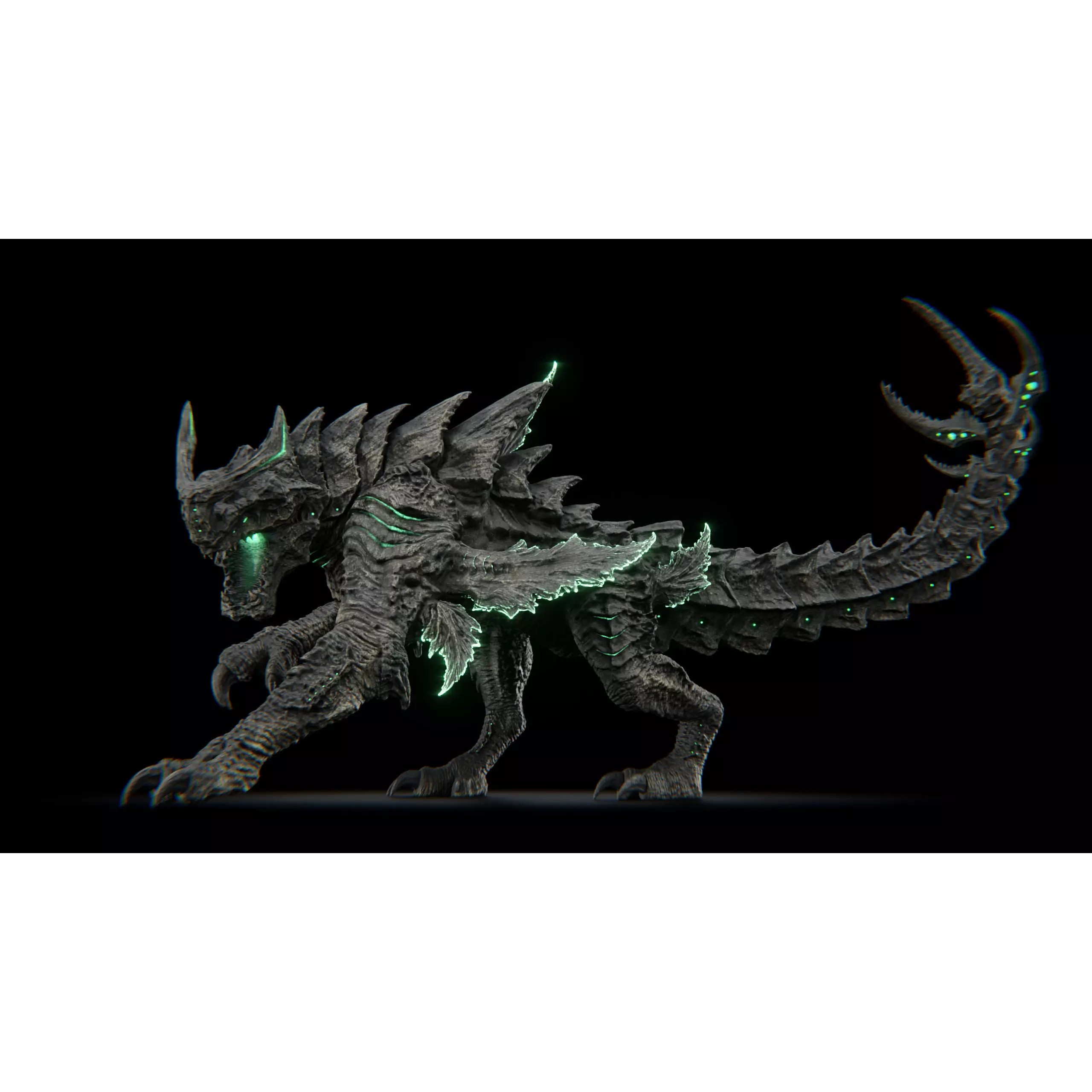Alien Kaiju Creature - Low-Poly Game-Ready 3D Model - View 34