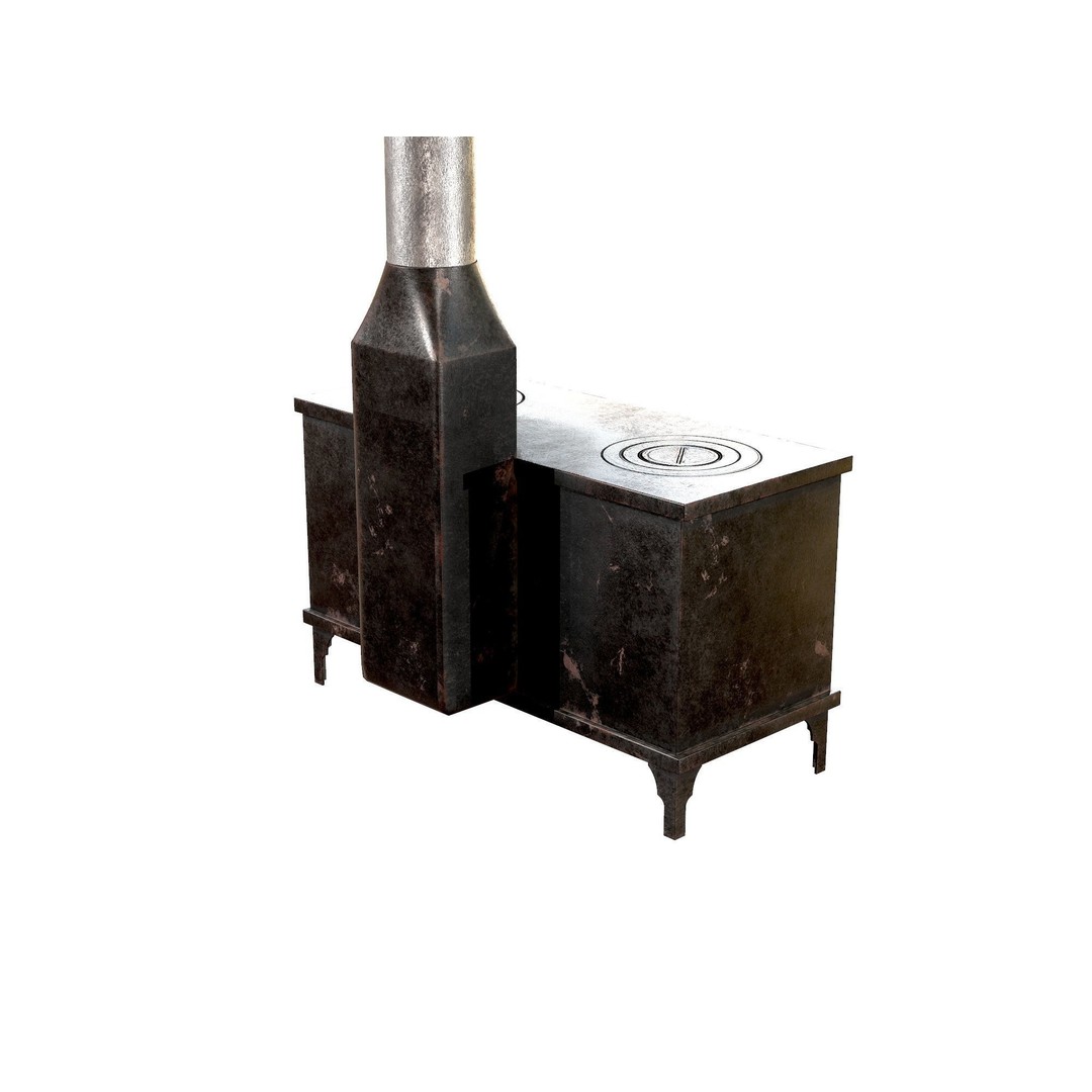 Retro Rust Stove 3D Model – Low Poly Metal Kitchen Asset, FBX - View 5