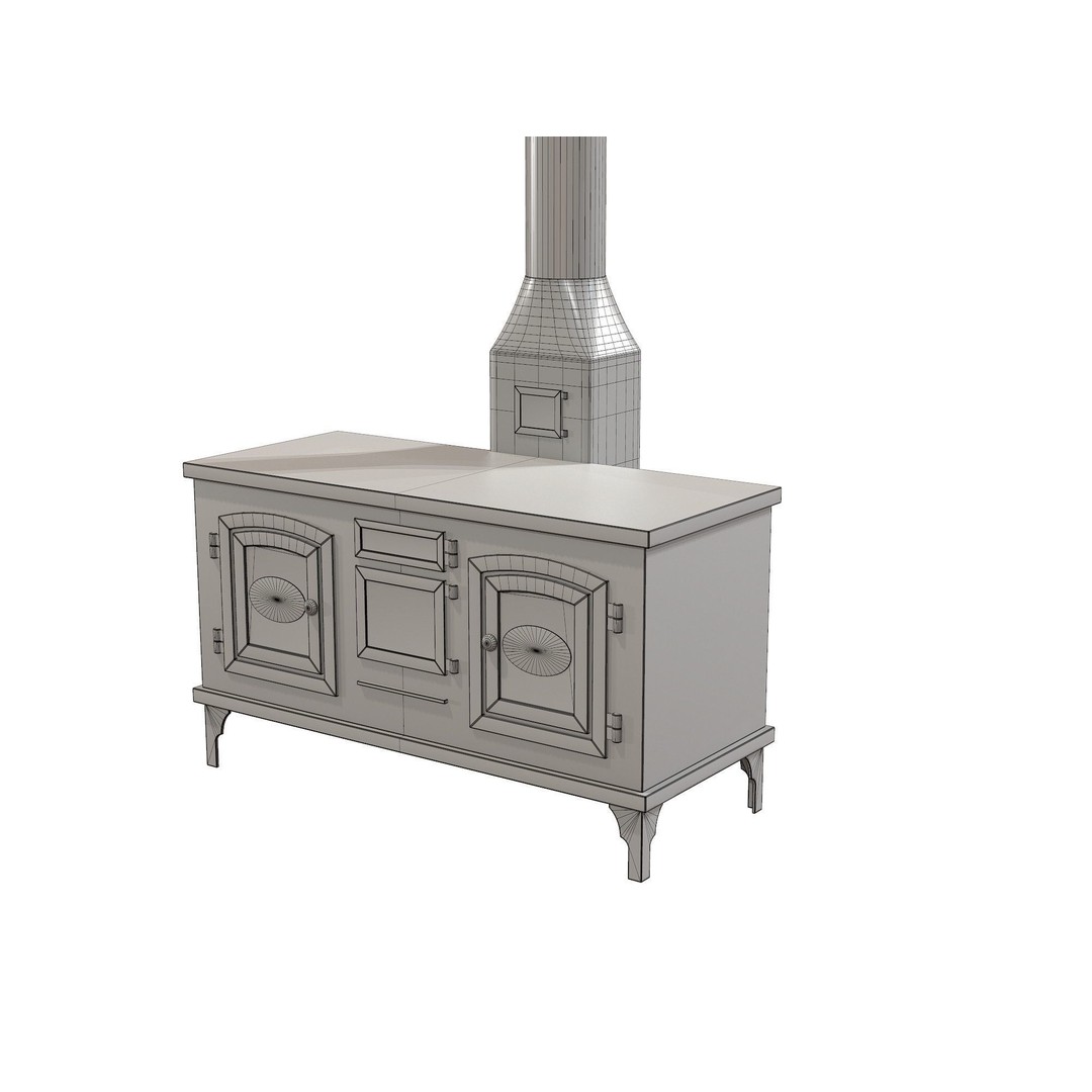 Retro Rust Stove 3D Model – Low Poly Metal Kitchen Asset, FBX - View 8