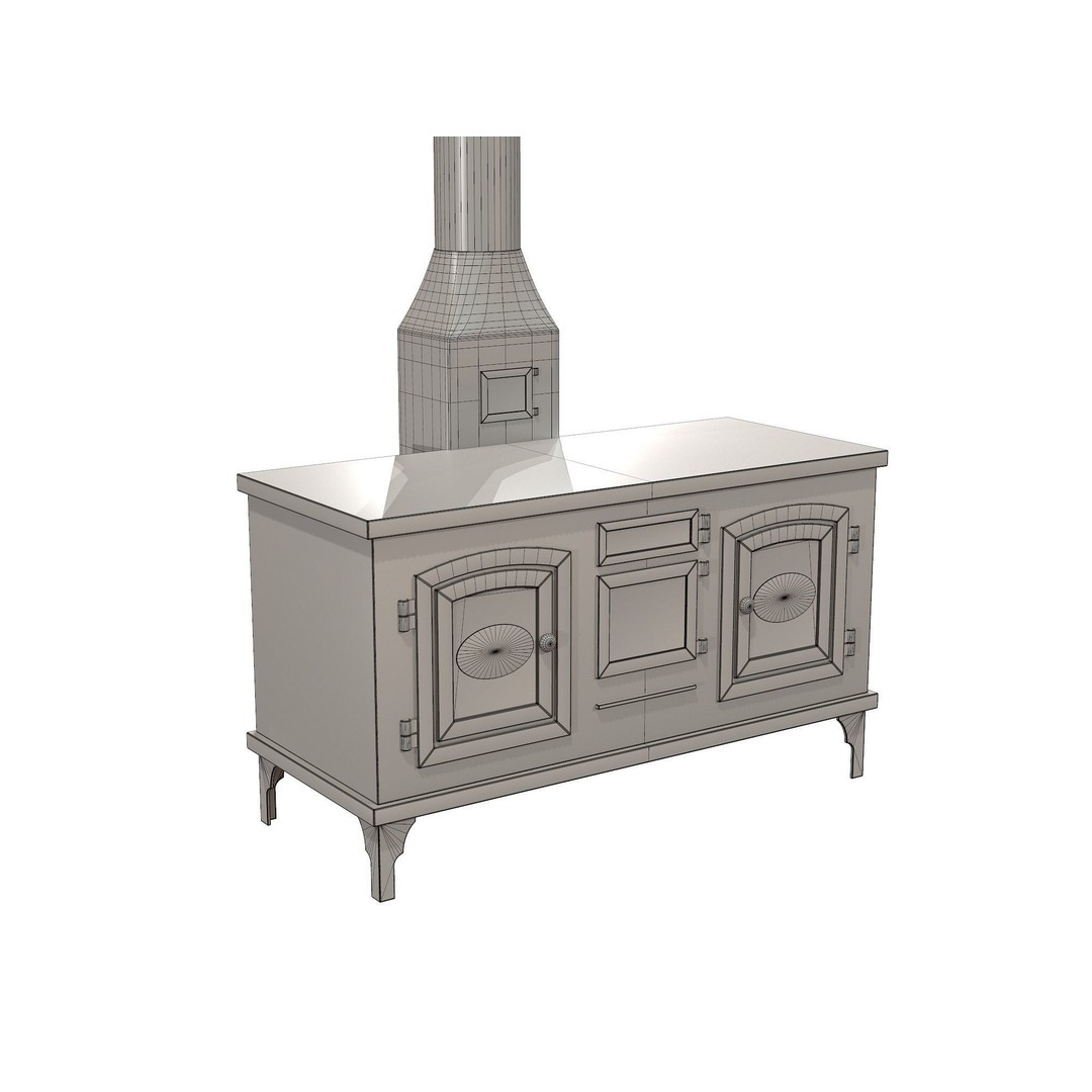 Retro Rust Stove 3D Model – Low Poly Metal Kitchen Asset, FBX - View 9