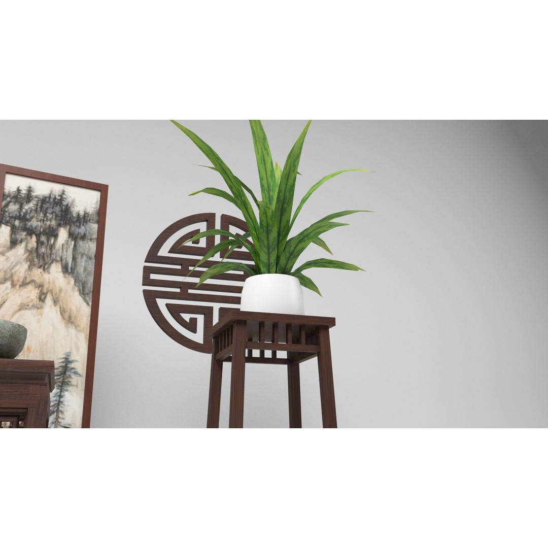Chinese Props 3D Model – Low Poly Furniture for Games, FBX & OBJ - View 10
