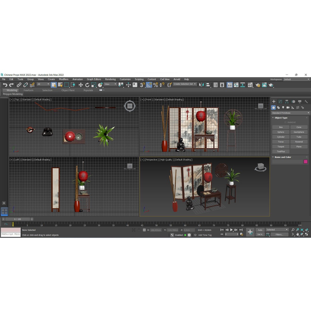 Chinese Props 3D Model – Low Poly Furniture for Games, FBX & OBJ - View 12