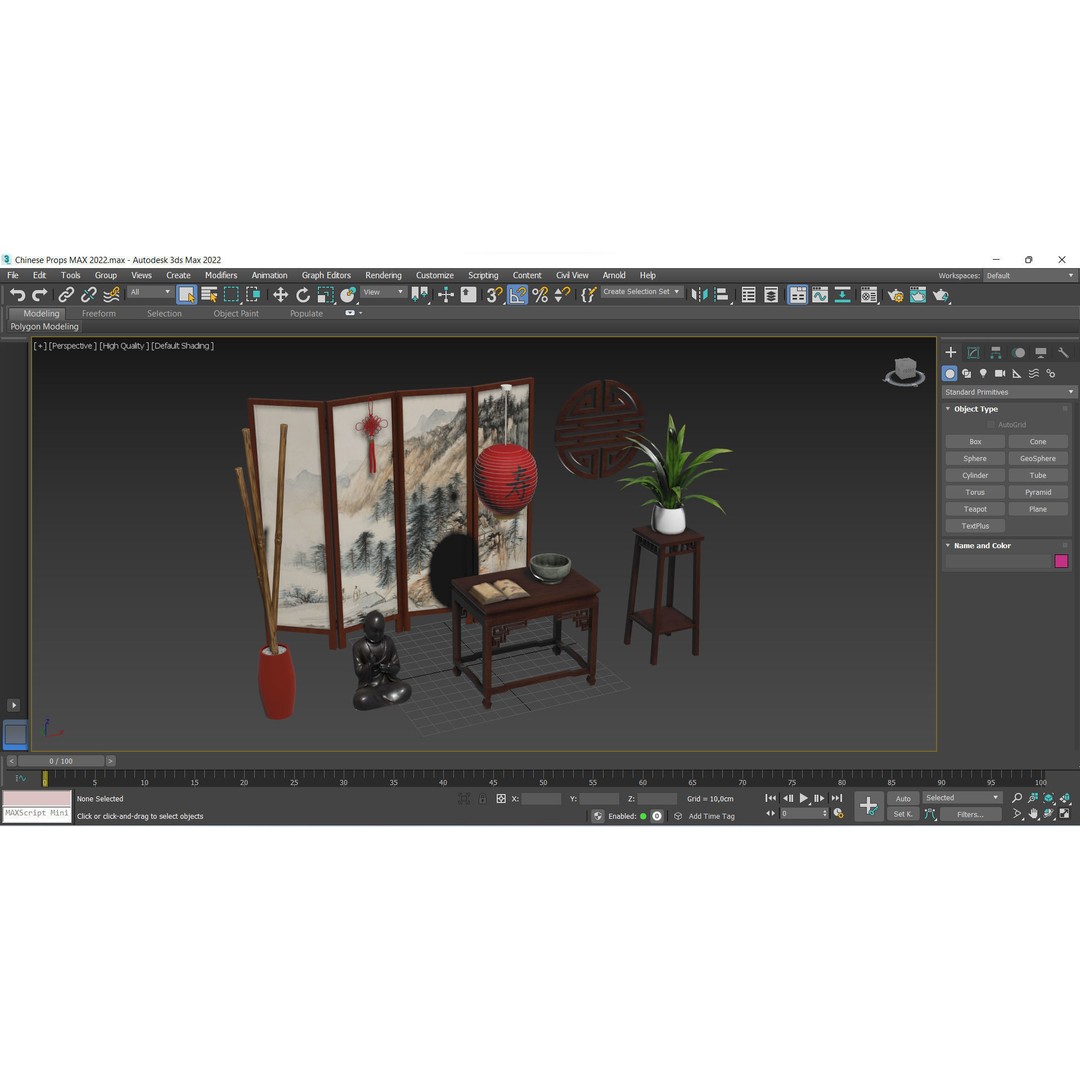 Chinese Props 3D Model – Low Poly Furniture for Games, FBX & OBJ - View 13
