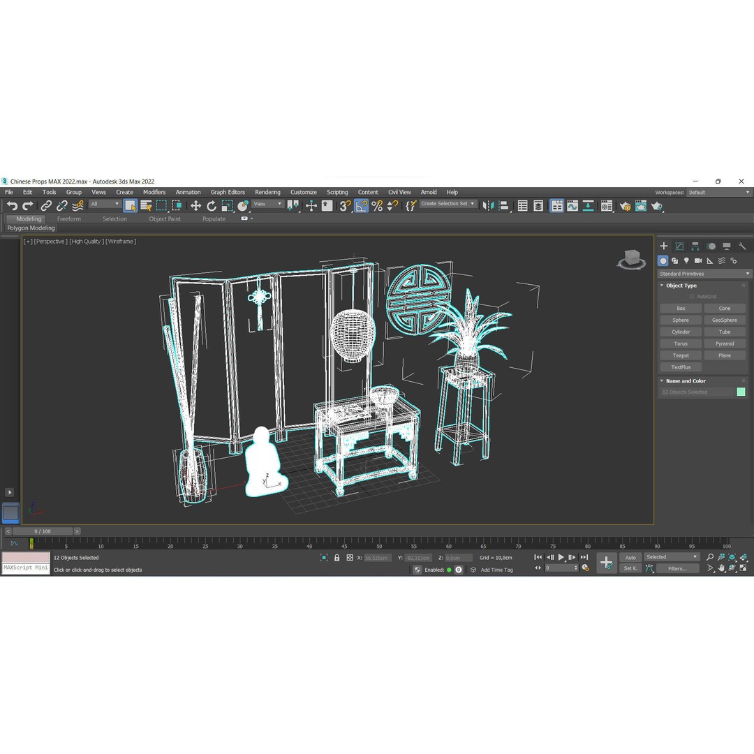 Chinese Props 3D Model – Low Poly Furniture for Games, FBX & OBJ - View 14