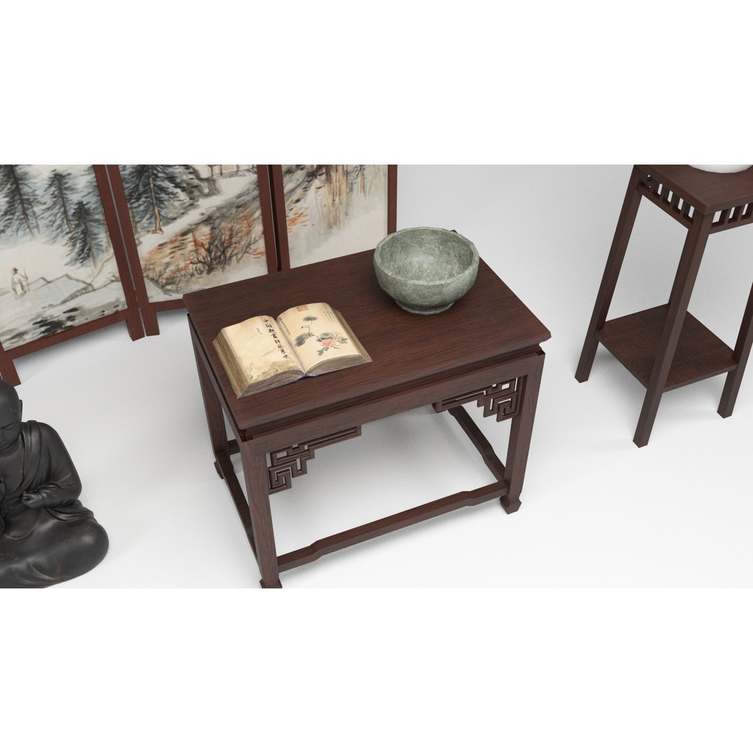 Chinese Props 3D Model – Low Poly Furniture for Games, FBX & OBJ - View 7