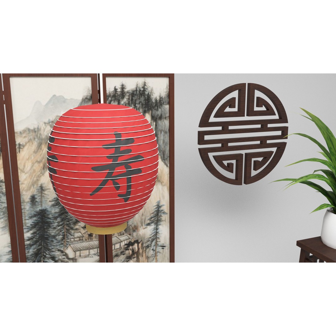 Chinese Props 3D Model – Low Poly Furniture for Games, FBX & OBJ - View 8