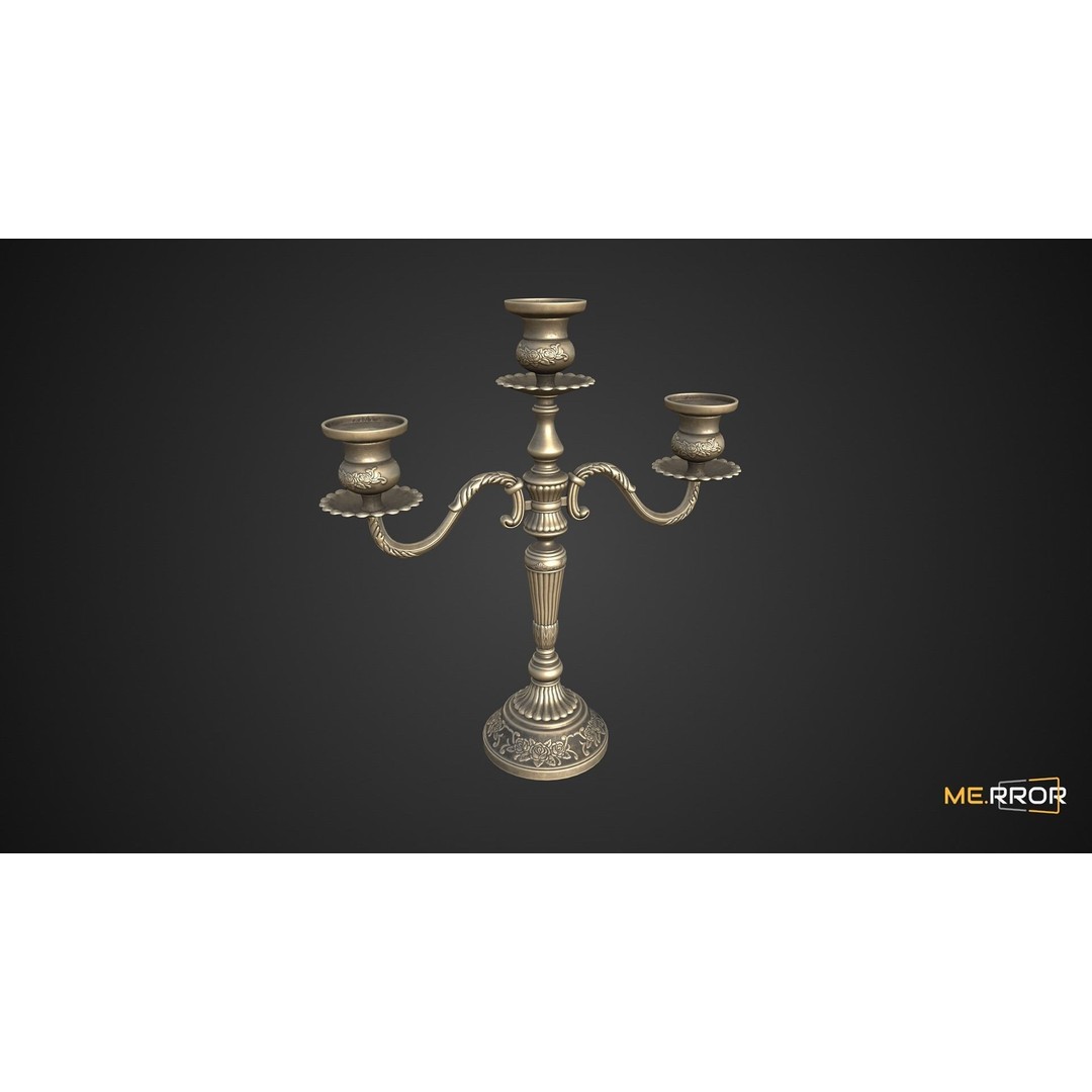 Antique Candle Stick 3D Model – Low Poly Game Ready Asset, FBX - View 11