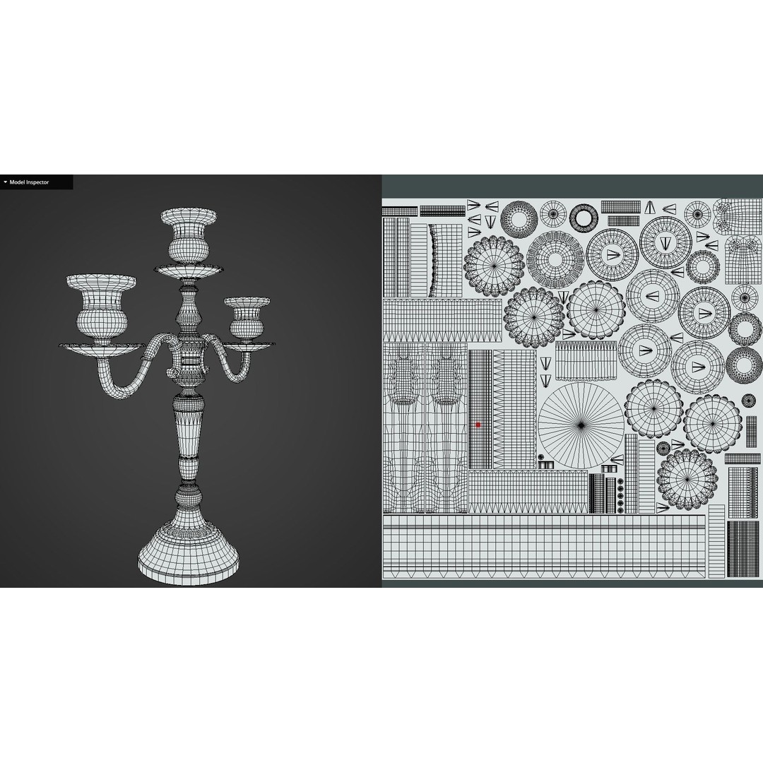 Antique Candle Stick 3D Model – Low Poly Game Ready Asset, FBX - View 14