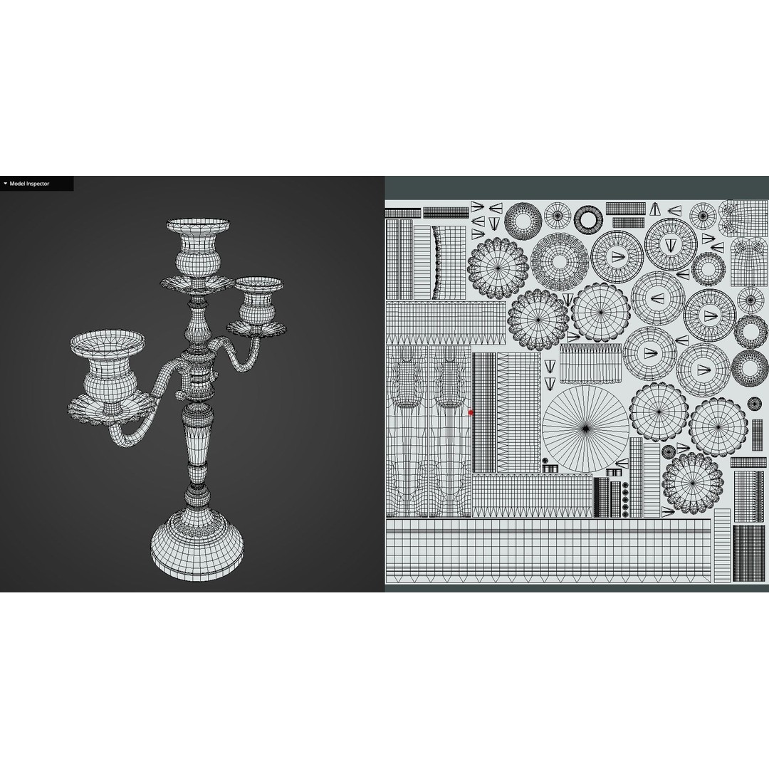Antique Candle Stick 3D Model – Low Poly Game Ready Asset, FBX - View 15