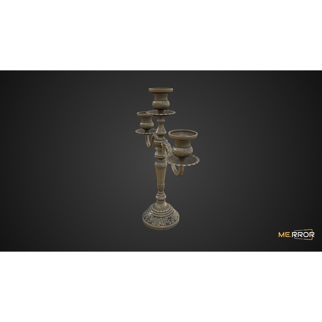 Antique Candle Stick 3D Model – Low Poly Game Ready Asset, FBX - View 5