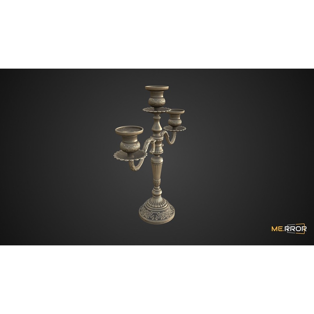 Antique Candle Stick 3D Model – Low Poly Game Ready Asset, FBX - View 6