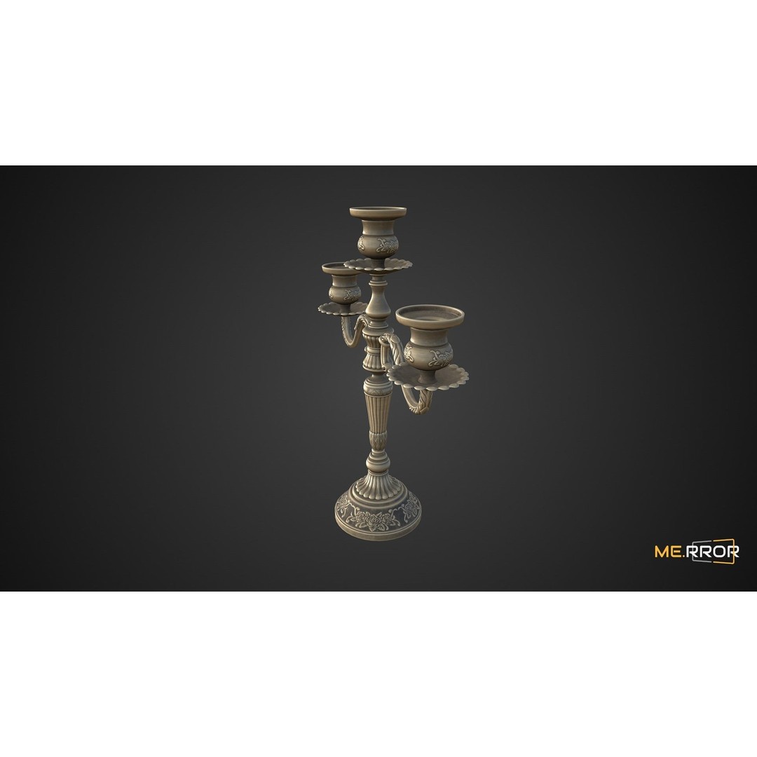 Antique Candle Stick 3D Model – Low Poly Game Ready Asset, FBX - View 7