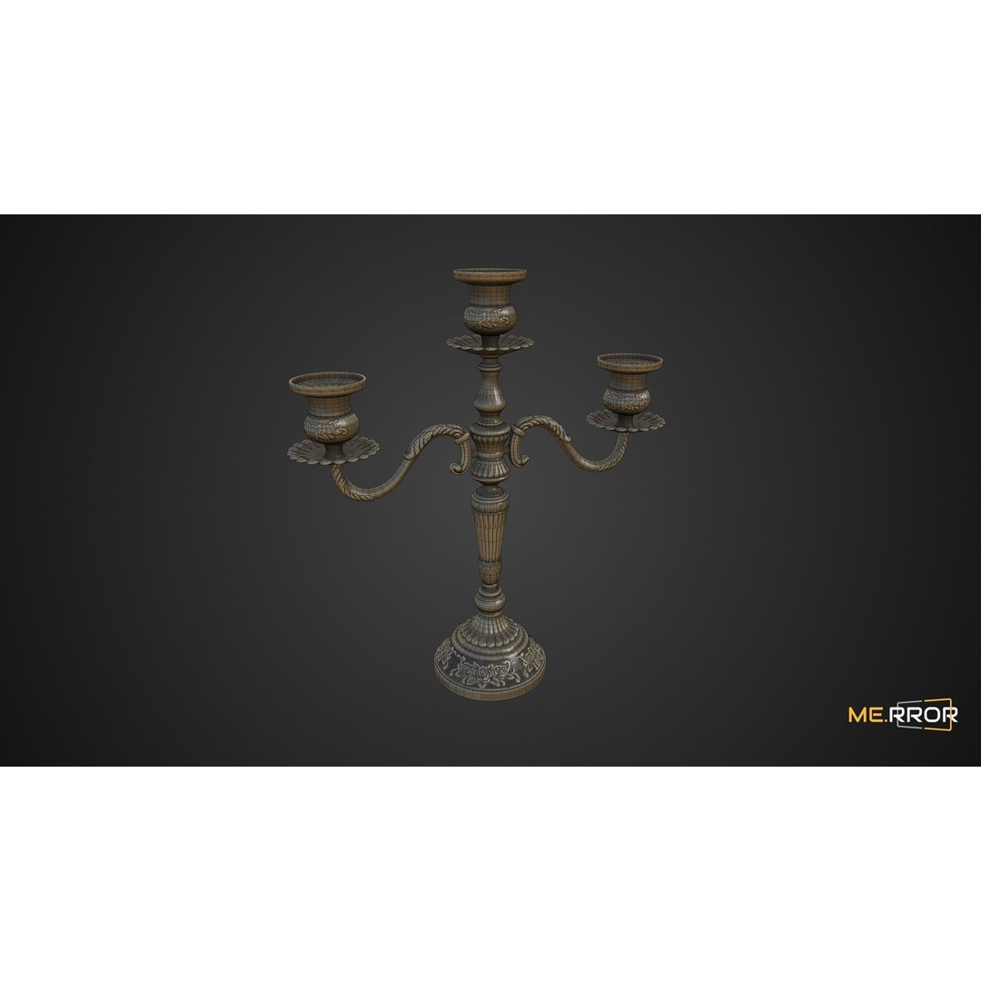 Antique Candle Stick 3D Model – Low Poly Game Ready Asset, FBX - View 8