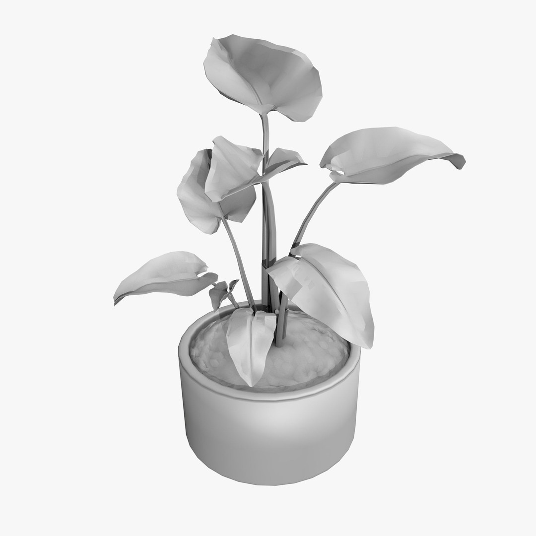 Tropical Plants 3D Model – Low Poly Chinese Palm, Snow Bamboo & Dieffenbachia - View 6
