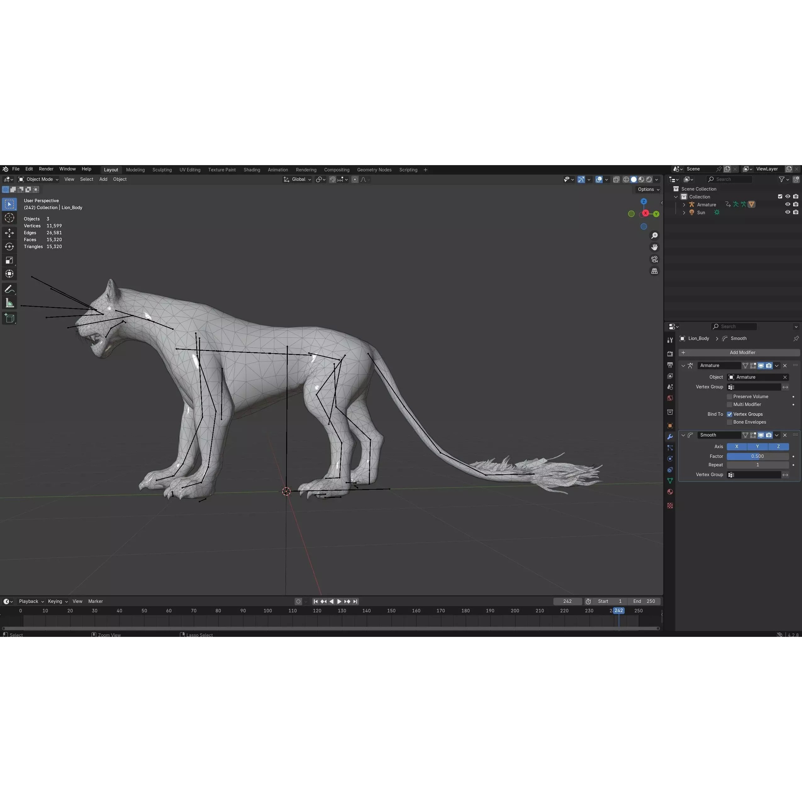 Sunfall Monarch Lion - Rigged Animated Game-Ready 3D Model