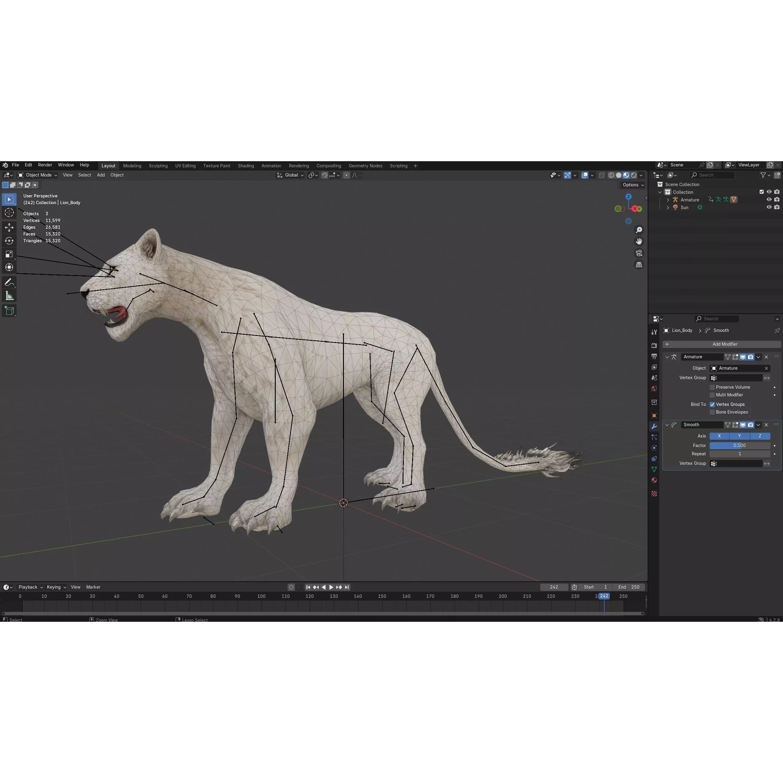 Sunfall Monarch Lion - Rigged Animated Game-Ready 3D Model - View 24