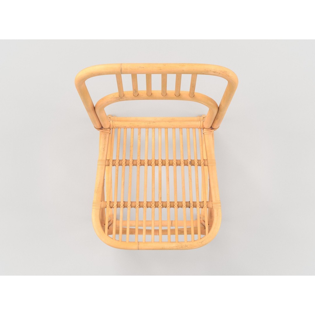 Bamboo Stool 3D Model – Modern Rattan Design, PBR Textures, FBX