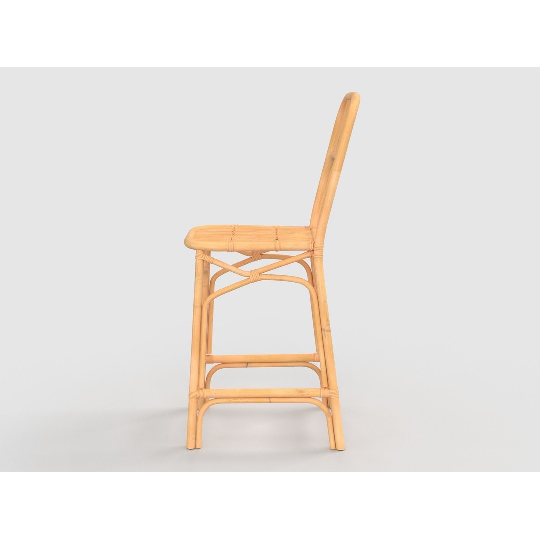 Bamboo Stool 3D Model – Modern Rattan Design, PBR Textures, FBX - View 10