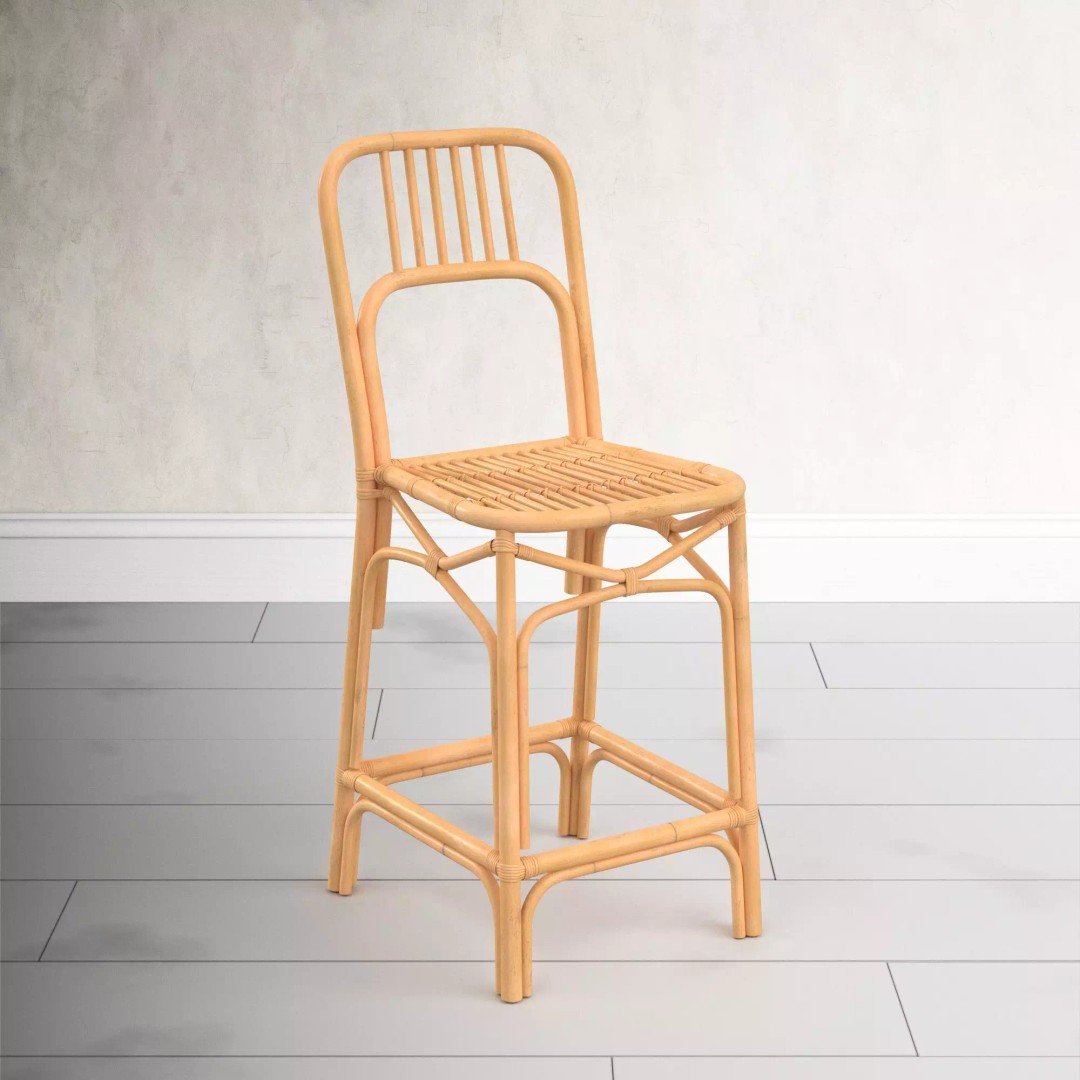 Bamboo Stool 3D Model – Modern Rattan Design, PBR Textures, FBX - View 2