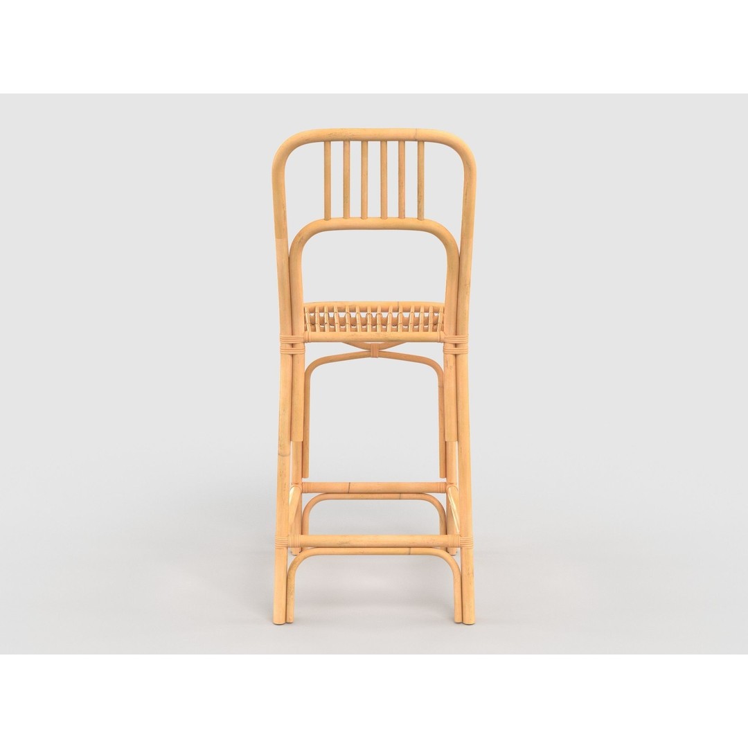 Bamboo Stool 3D Model – Modern Rattan Design, PBR Textures, FBX - View 5