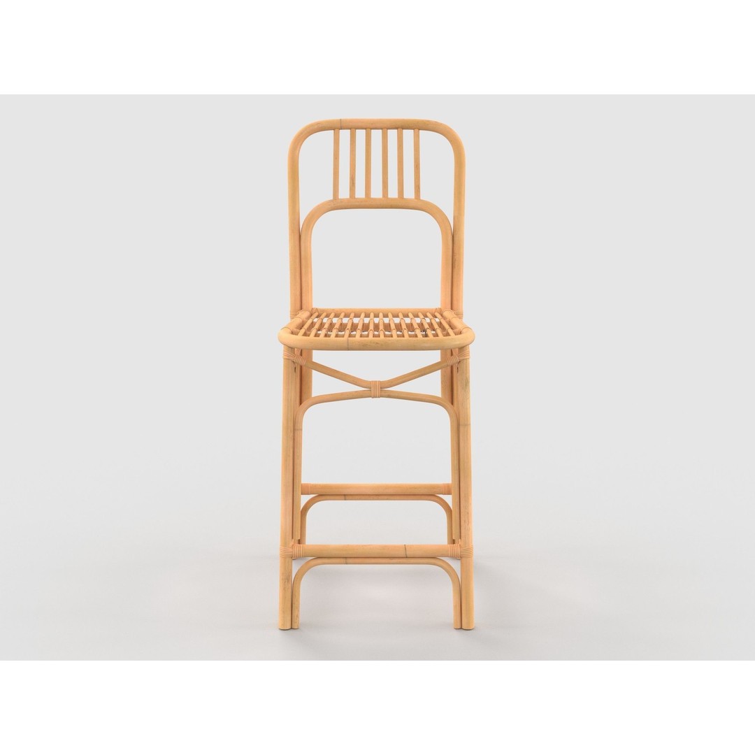 Bamboo Stool 3D Model – Modern Rattan Design, PBR Textures, FBX - View 8