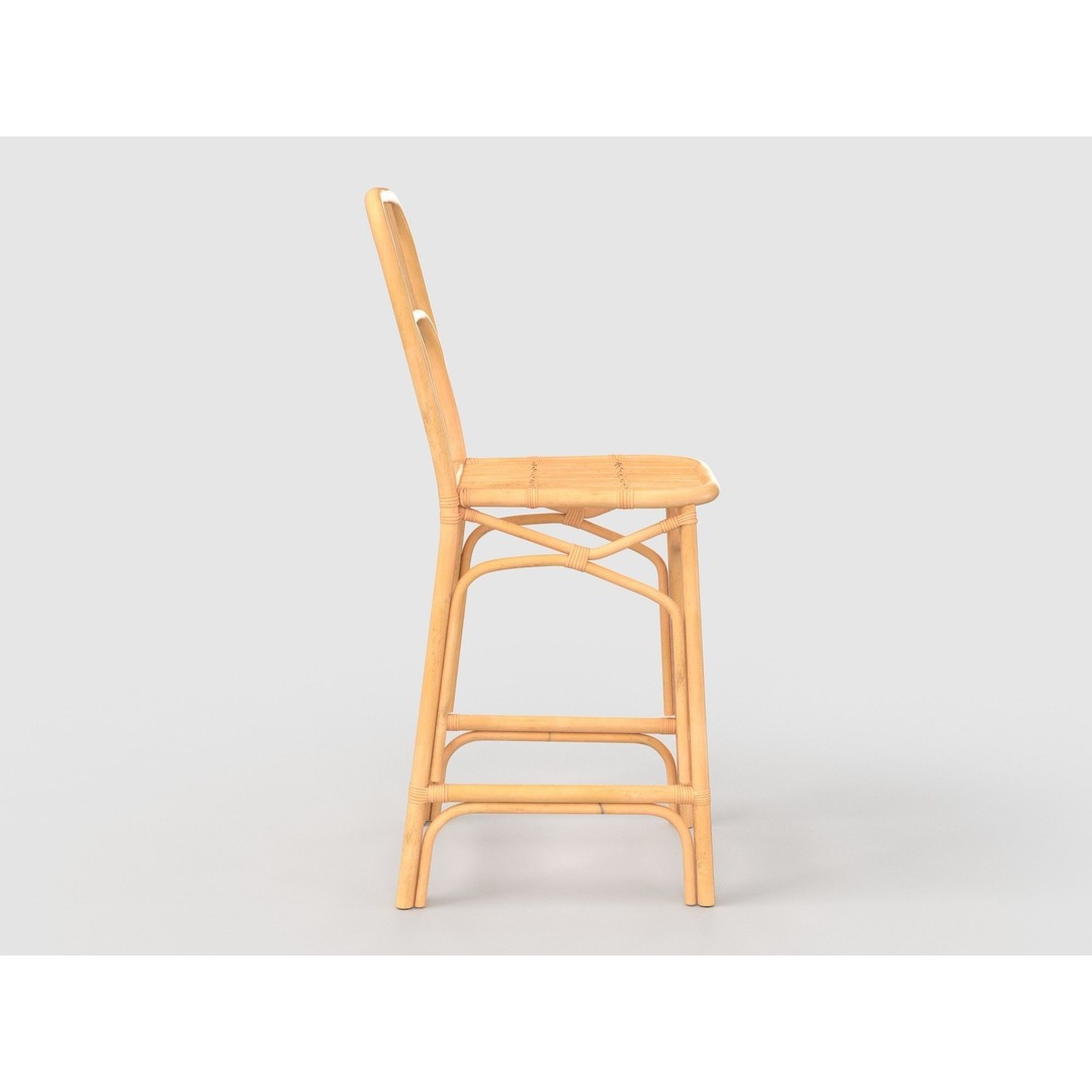 Bamboo Stool 3D Model – Modern Rattan Design, PBR Textures, FBX - View 9