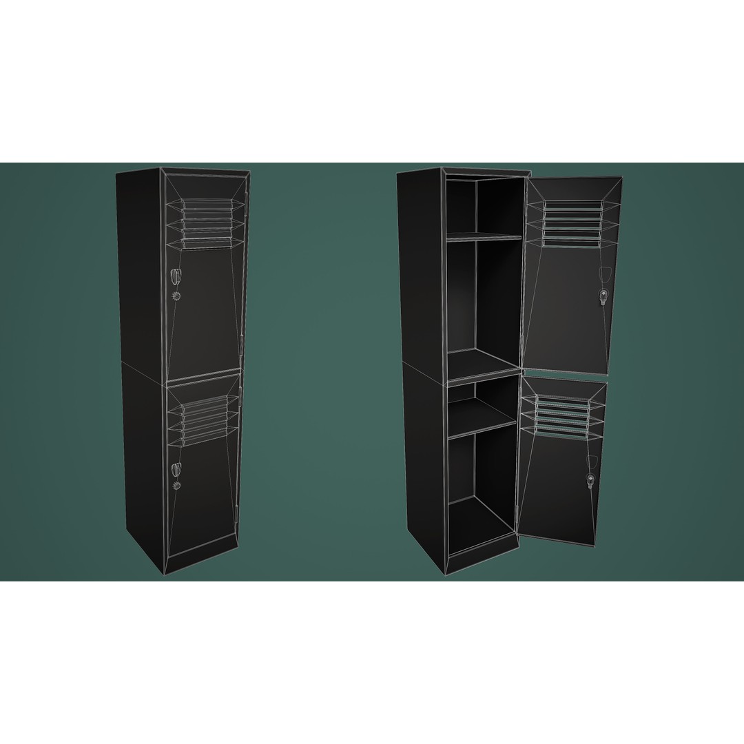 School Gym Locker 3D Model – Low Poly PBR Game Asset, FBX, OBJ
