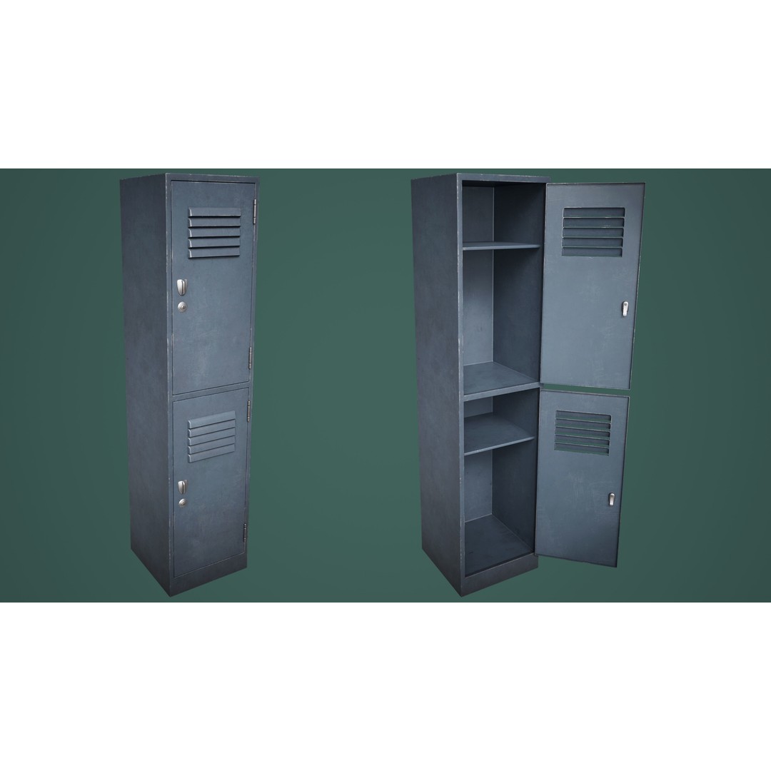 School Gym Locker 3D Model – Low Poly PBR Game Asset, FBX, OBJ - View 10