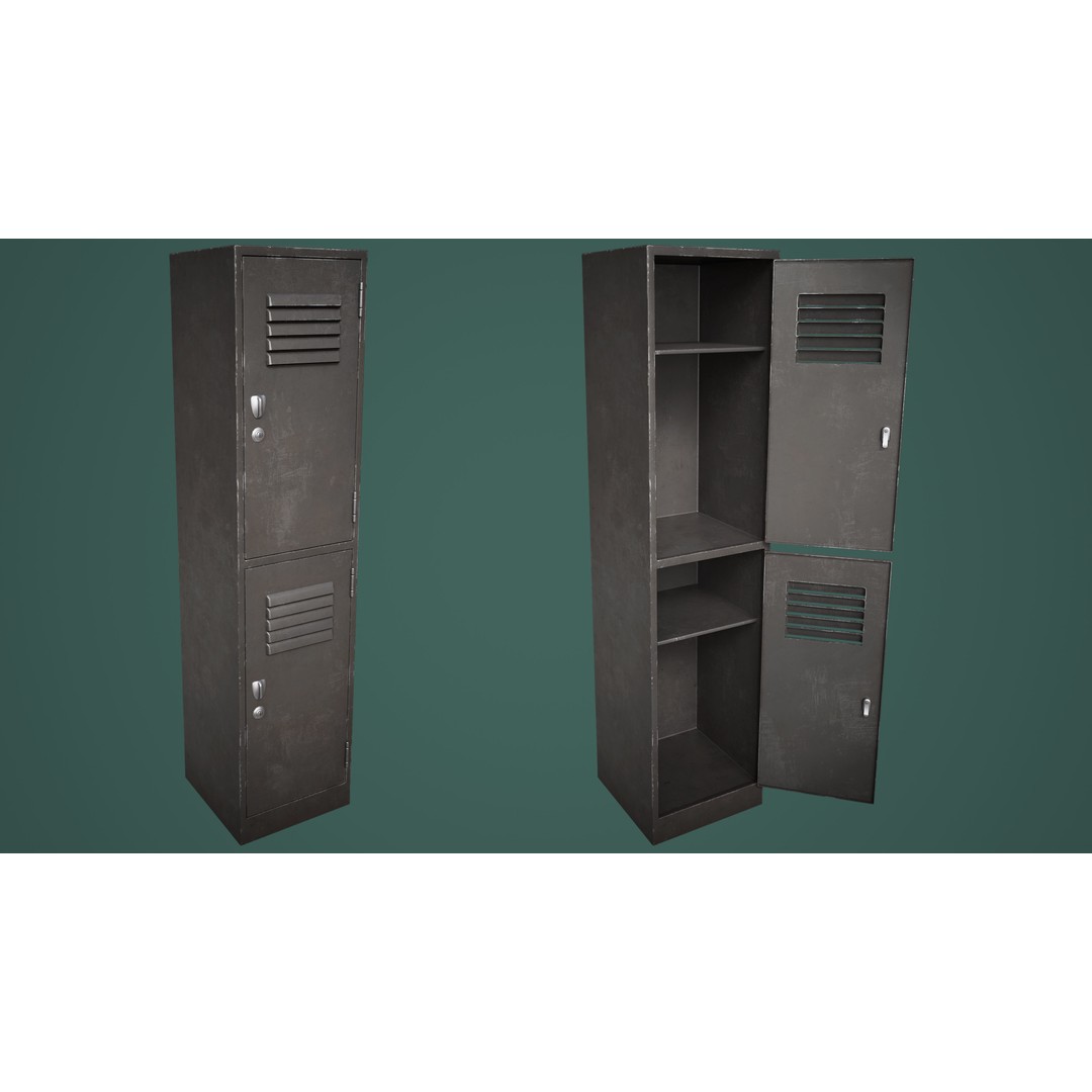 School Gym Locker 3D Model – Low Poly PBR Game Asset, FBX, OBJ - View 11