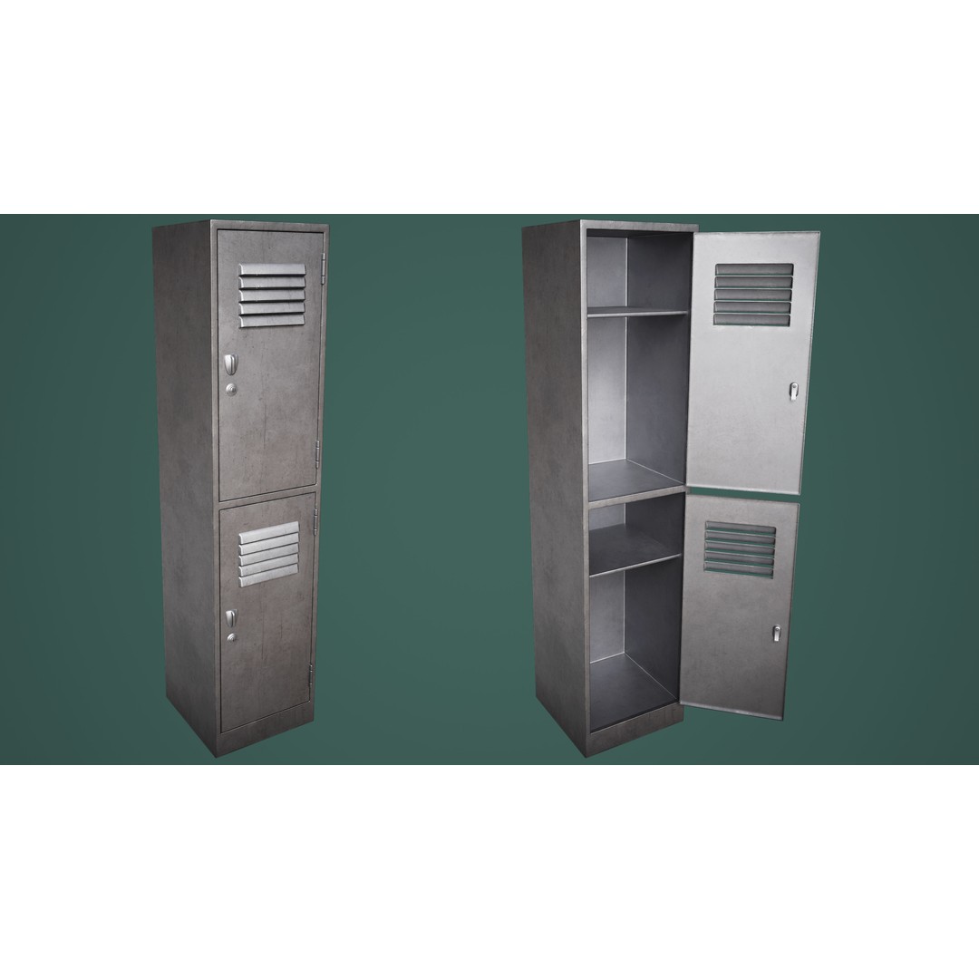 School Gym Locker 3D Model – Low Poly PBR Game Asset, FBX, OBJ - View 4
