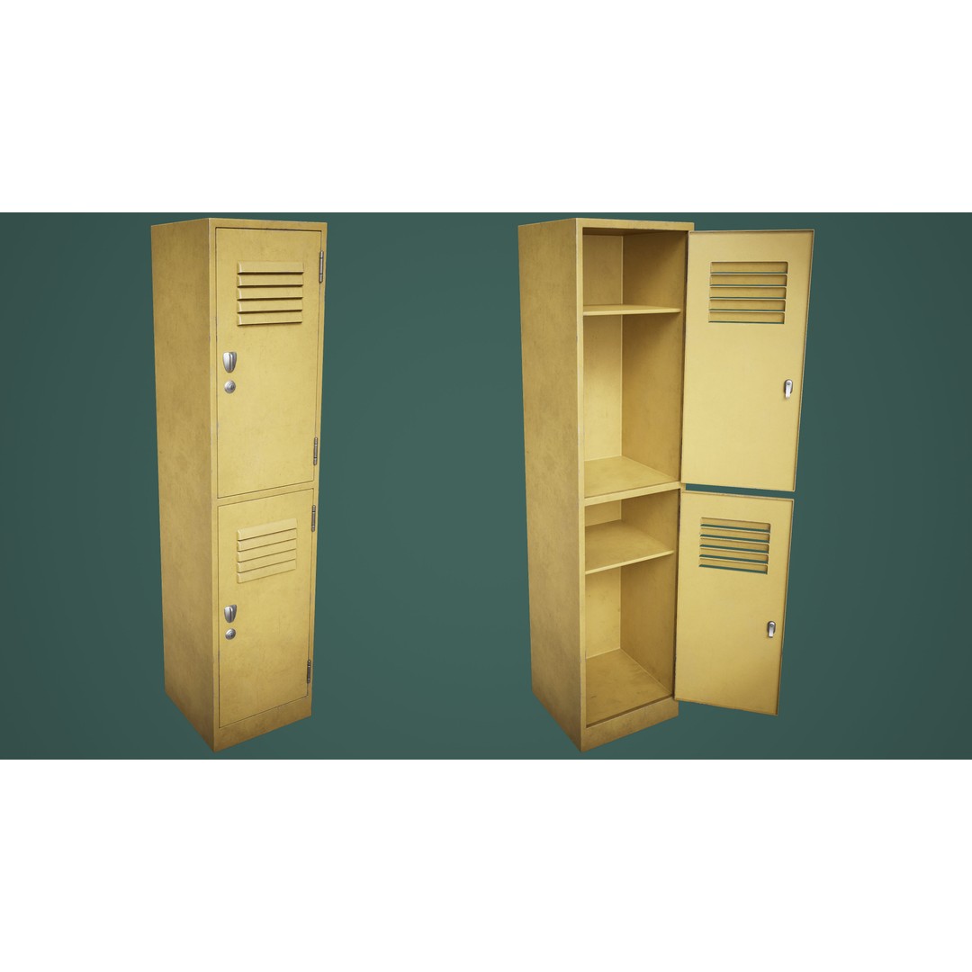 School Gym Locker 3D Model – Low Poly PBR Game Asset, FBX, OBJ - View 7