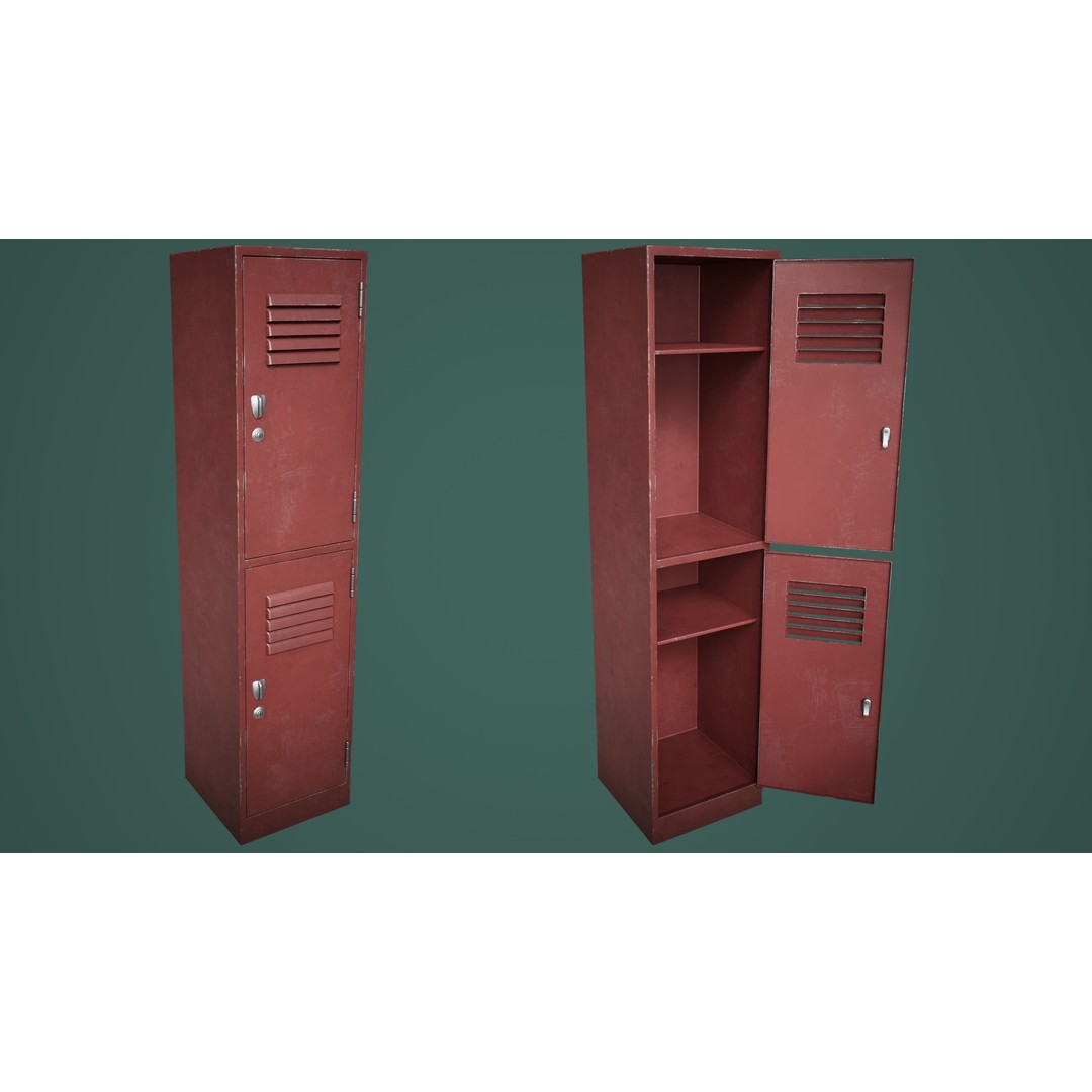 School Gym Locker 3D Model – Low Poly PBR Game Asset, FBX, OBJ - View 8