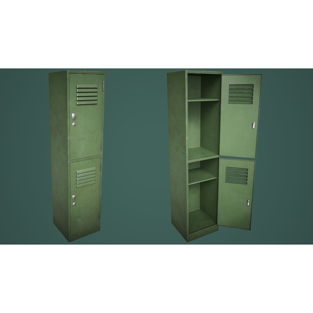 School Gym Locker 3D Model – Low Poly PBR Game Asset, FBX, OBJ - View 9
