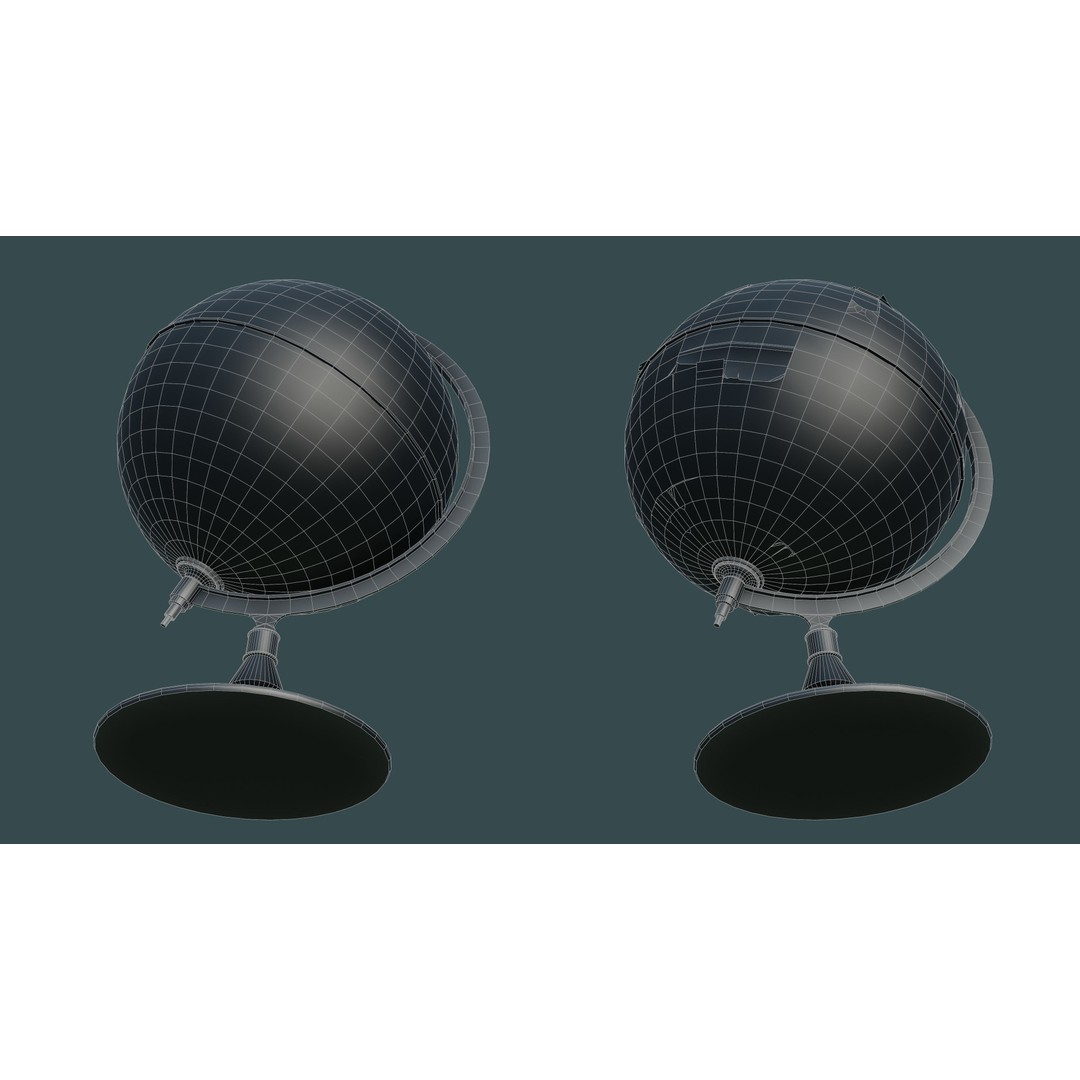 Desk Globe 3D Model – Low Poly Antique Design with PBR Textures - View 18