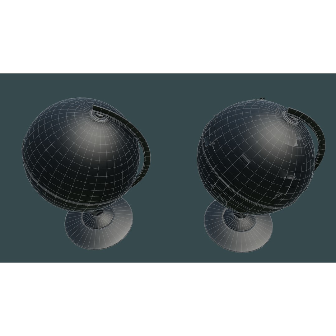 Desk Globe 3D Model – Low Poly Antique Design with PBR Textures - View 19