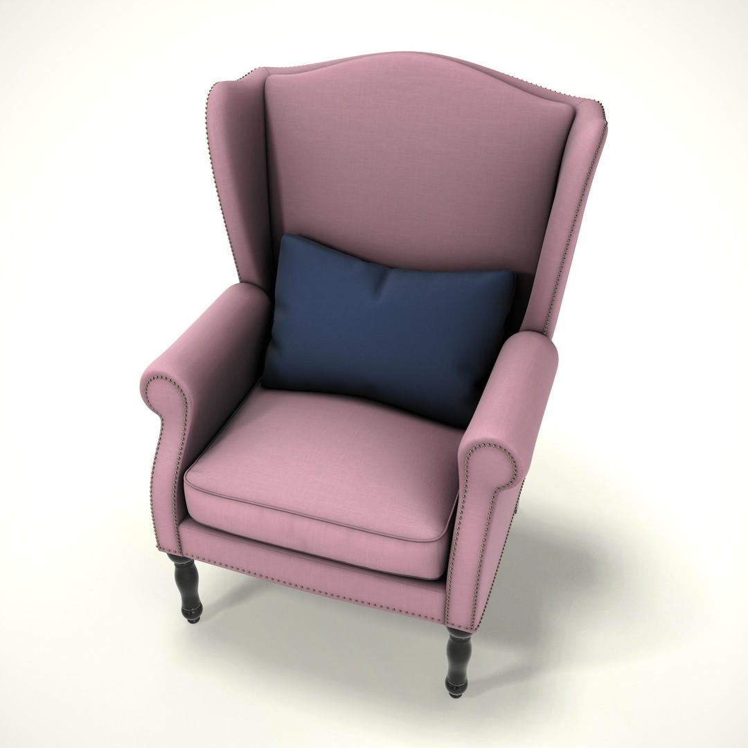 Wingback Chair 3D Model – Cozy Farmhouse Style, PBR Textures, Blender & FBX - View 10