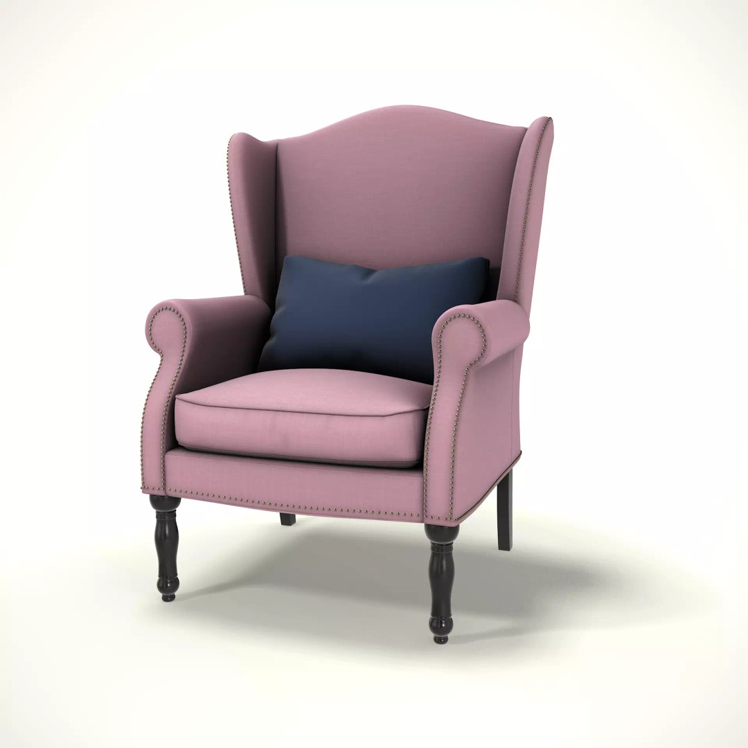 Wingback Chair 3D Model – Cozy Farmhouse Style, PBR Textures, Blender & FBX - View 2