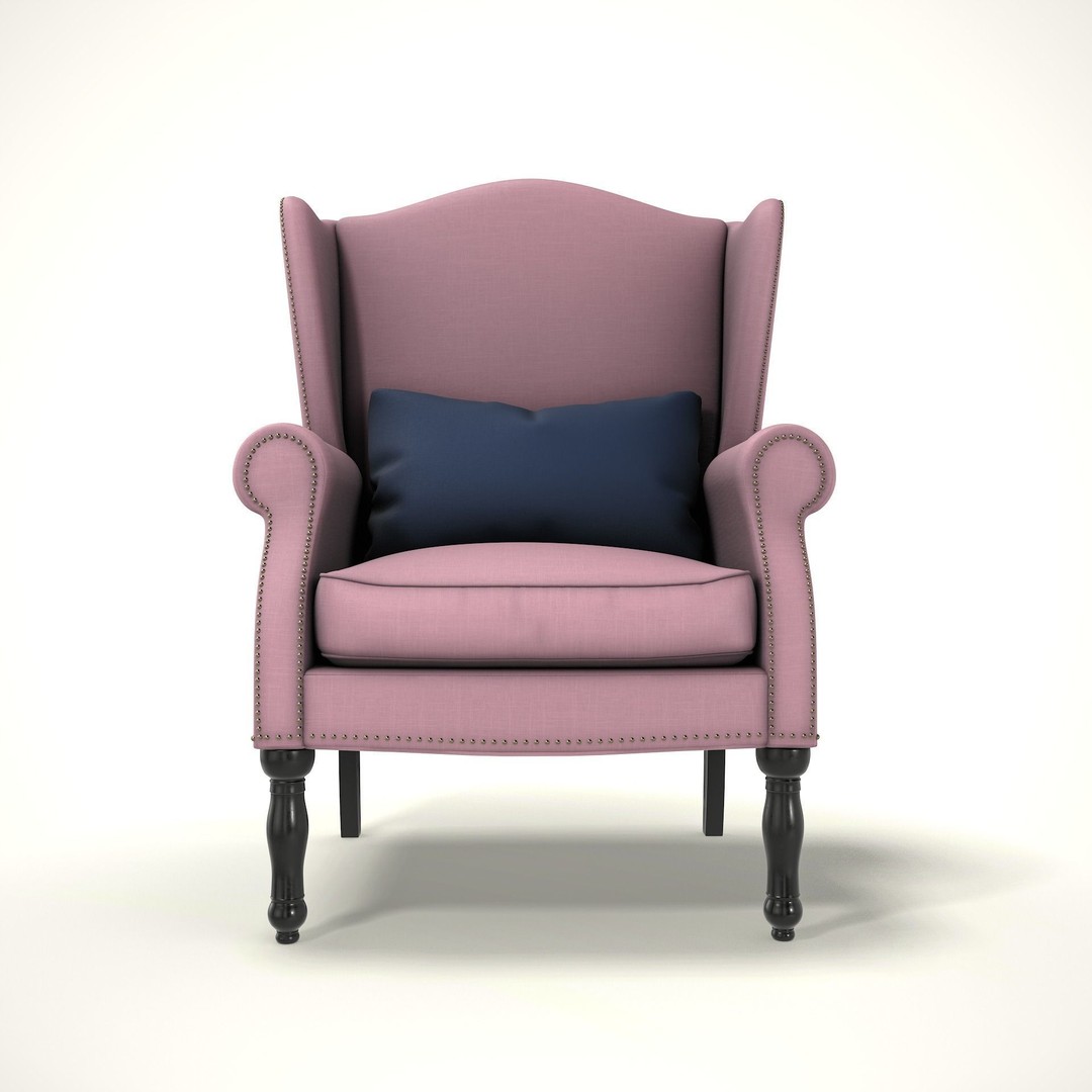 Wingback Chair 3D Model – Cozy Farmhouse Style, PBR Textures, Blender & FBX - View 3