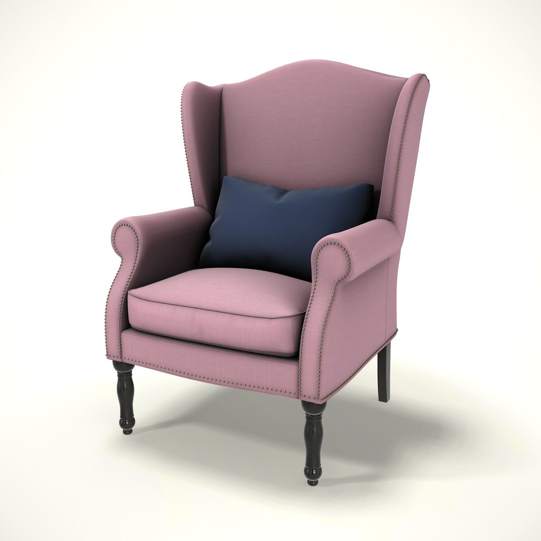 Wingback Chair 3D Model – Cozy Farmhouse Style, PBR Textures, Blender & FBX - View 4